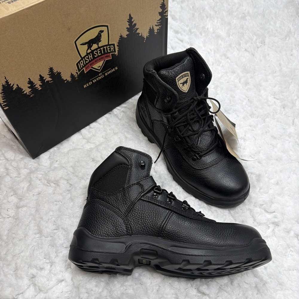 Irish Setter By Red Wing Boots ELY Leather Safety Mens 8.5 D Black Steel Toe New